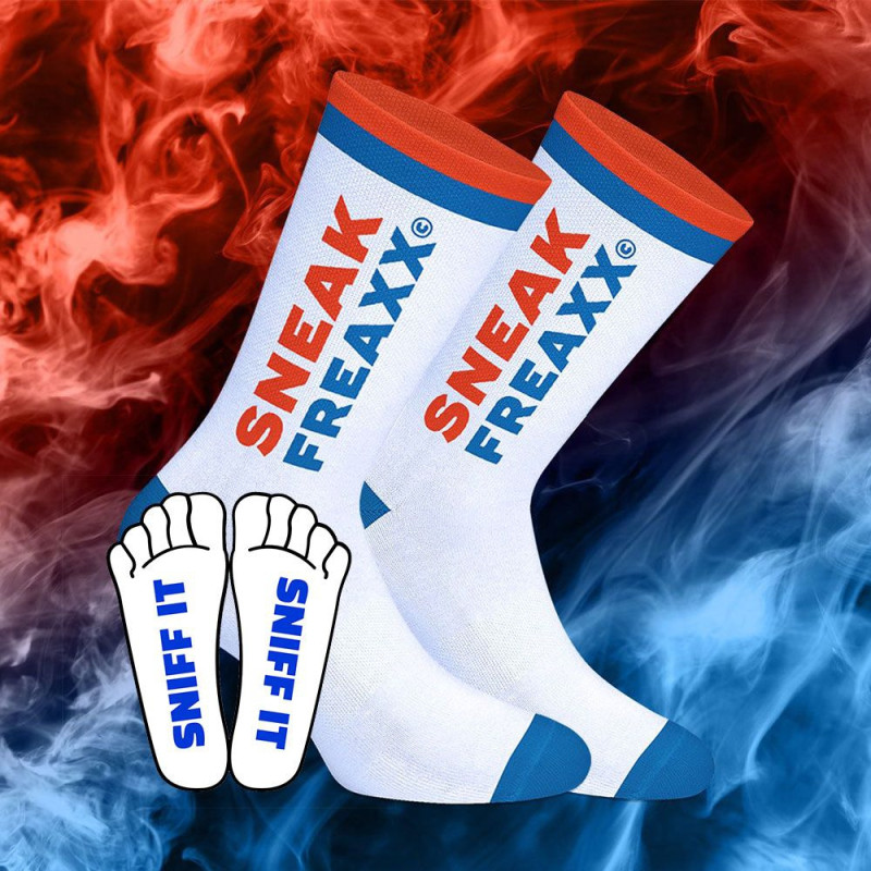 SneakFreaxx Chaussettes SNIFF IT 2 Blanc-Orange-Bleu